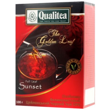  Qualitea, Sunset, 100 г, Чай Кволіті, чорний, крупнолистовий