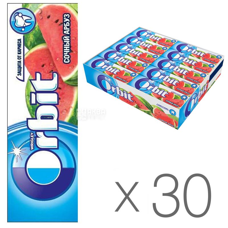 Buy Orbit, Chewing gum juicy watermelon, Packaging 30 pcs. on 14 g