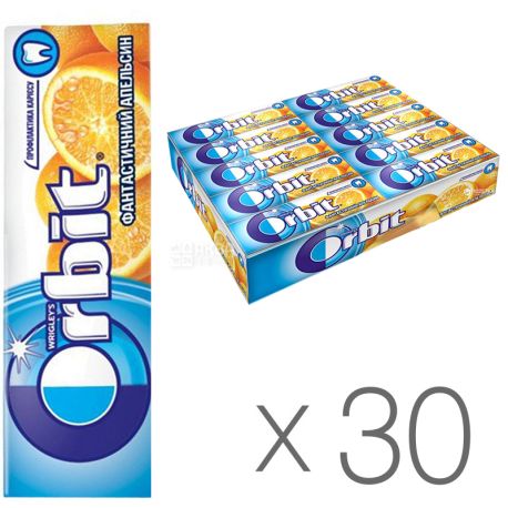 Orbit, Chewing gum fantastic orange, Packaging 30 pcs. on 14 g, cardboard