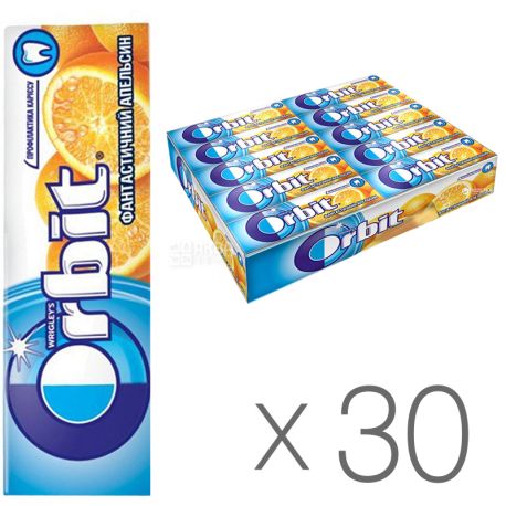 Orbit, Жевательная резинка фантастический апельсин, Упаковка 30 шт. по 14 г, картон