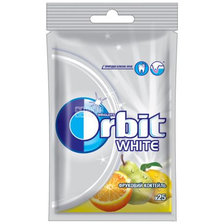 Orbit White Фруктовий коктейль, 35 г, Упаковка 22 шт., Жувальна гумка, Орбіт Вайт