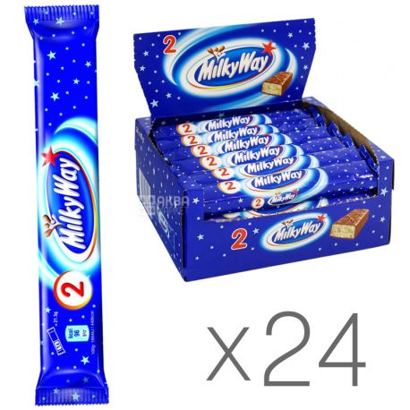 Milky Way, 43 г, упаковка 24 шт., Батончик з суфле, 1 + 1