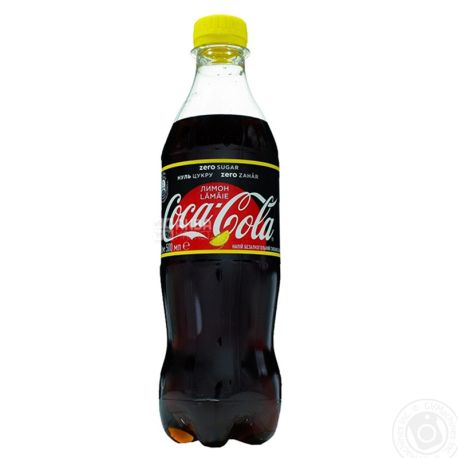 Coca-Cola Zero, Lemon, Упаковка 12 шт. по 0,5 л, Кока-Кола Зеро, Лимон, Вода сладкая, низкокалорийная, ПЭТ