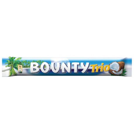 Bounty Trio, 85,5 г, упаковка 21 шт., Батончик шоколадний, Баунті Тріо