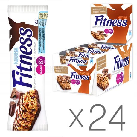 Батончик Nestle Fitness, с цельными злаками и шоколадом, 23.5г, упаковка 24шт