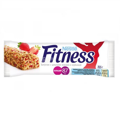 Батончик Nestle Fitness, с цельными злаками и клубникой 23.5г, упаковка 24шт