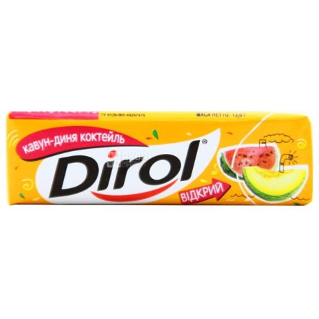 Dirol Арбуз-Дыня, 14 г, упаковка 30 шт. Жевательная резинка, Дирол