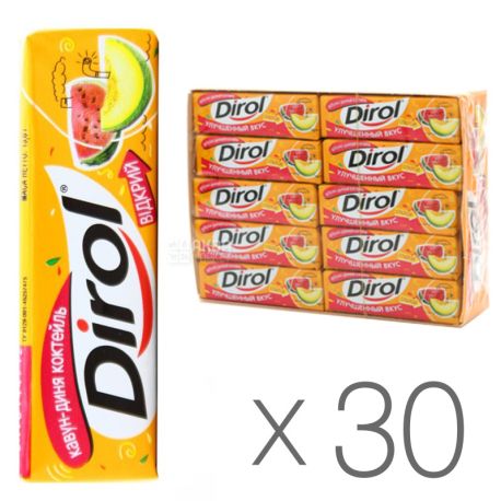 Dirol Арбуз-Дыня, 14 г, упаковка 30 шт. Жевательная резинка, Дирол