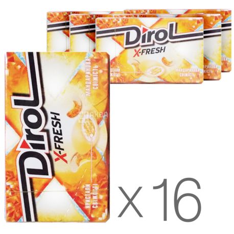 Dirol X-Fresh Мандарин, жувальна гумка, 18г, упаковка 16шт
