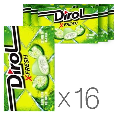 Dirol X-Fresh Свежесть яблока, жевательная резинка, 18 г, упаковка 16 шт.