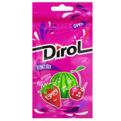 Dirol Funky Mix, 30 г, упаковка 22 шт., Жувальна гумка, Асорті фруктово-ягідних смаків