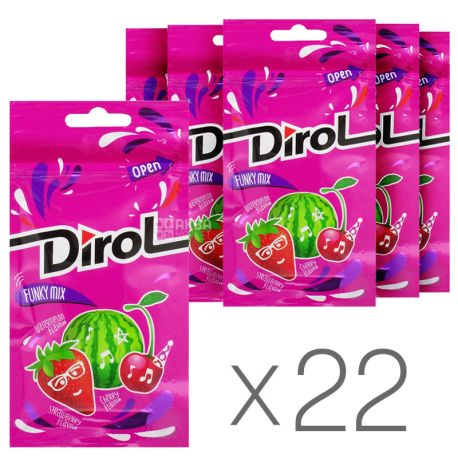 Dirol Fruit mix, chewing gum, 30g, package, pack 22pcs