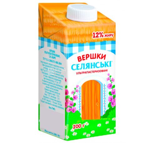 Peasants, Cream 12%, 0.2 l, Packing 24 pcs.