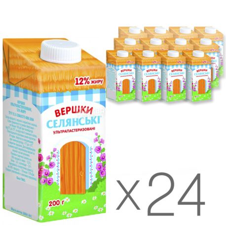 Peasants, Cream 12%, 0.2 l, Packing 24 pcs.