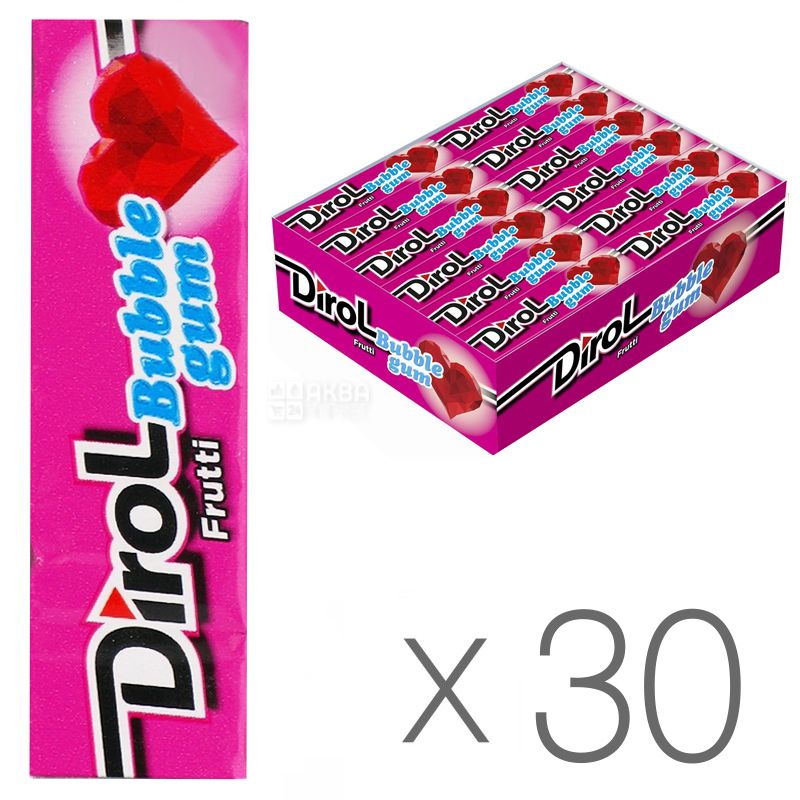 Dirol Bubble Gum Frutti, 14 г, упаковка 30 шт., Жевательная резинка ...