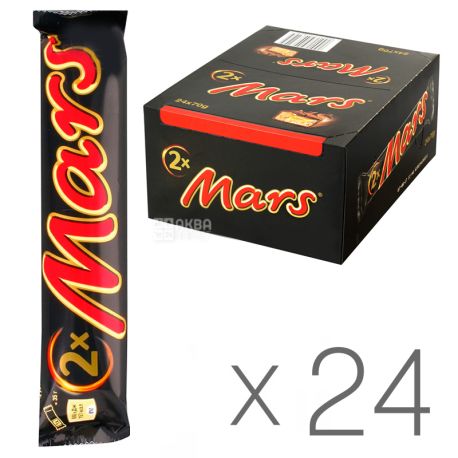 Mars Duo, 70 г, упаковка 24 шт., Батончик шоколадний, Марс Дуо