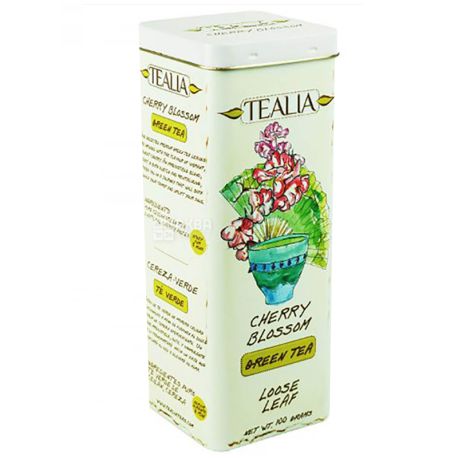 TeaLia, Green Tea, Cherry Blossom, Leaf, 100 g, w / w