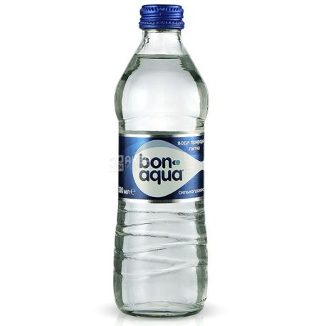 BonAqua, 0,33 л, Упаковка 12 шт., БонАква, Вода минеральная сильногазированная, стекло