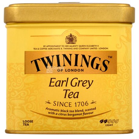 Twinings, Earl Grey, 100 г, Чай Твайнингз, Эрл Грей, черный с бергамотом, ж/б