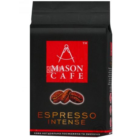 Mason Cafe Espresso Intense, 225 г, Кофе Масон Кафе Эспрессо Интенс, средней обжарки, молотый