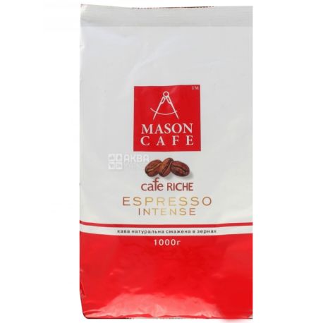 Mason Cafe Espresso Intense, 1 кг, Кава Масон Кафе Еспрессо Інтенс, середнього обсмаження, в зернах