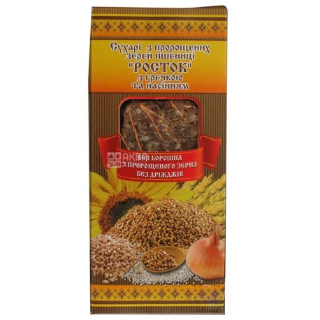 UkrEkoHleb Sprout Rusks with sprouted wheat with buckwheat and seeds, 150g