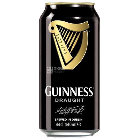 Guinness Draught, 0,44 л, Гіннес Драфт, Пиво темне, ж/б