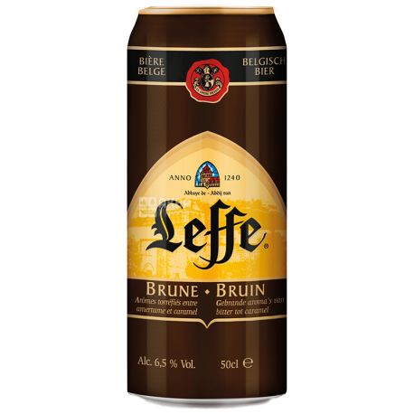 Leffe Brune, 0,5 л, Лефф, Пиво темное, ж/б