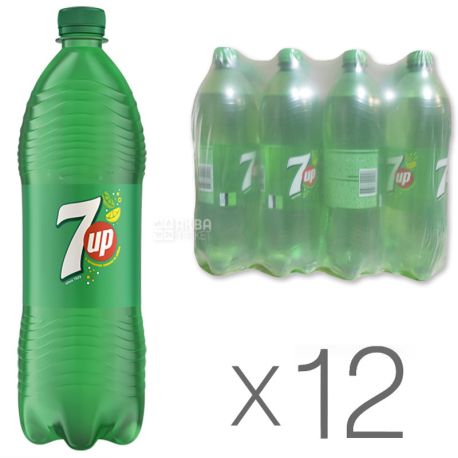 7 UP, Упаковка 12 шт. по 1 л, Сладкая вода, ПЭТ