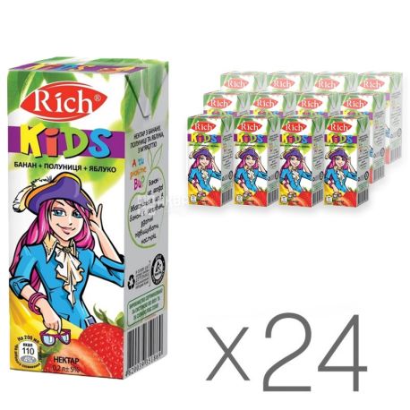 Rich Kids Nectar banana-strawberry-apple, 200ml, tetrapack, pack of 24pcs