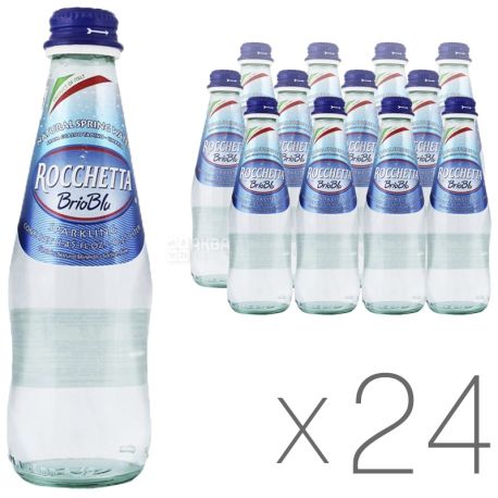 Rocchetta Brio Blu, 0,25 л, Упаковка 24 шт., Рочетта Бріо Блю, Вода мінеральна газована, скло