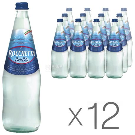 Rocchetta Brio Blu, 1л, Упаковка 12 шт., Рочетта Брио Блю, Вода газированная, стекло