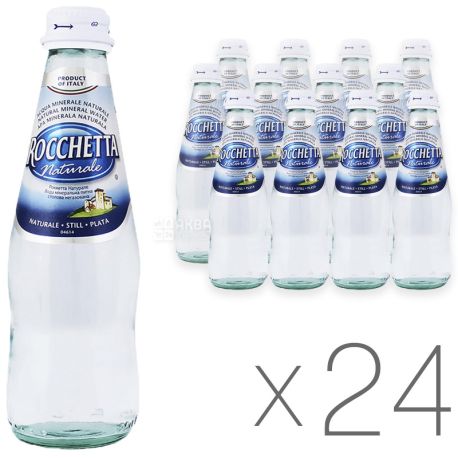 Rocchetta Naturale, 0,25 л, Упаковка 24 шт., Рочетта Натурале, Вода негазированная, стекло