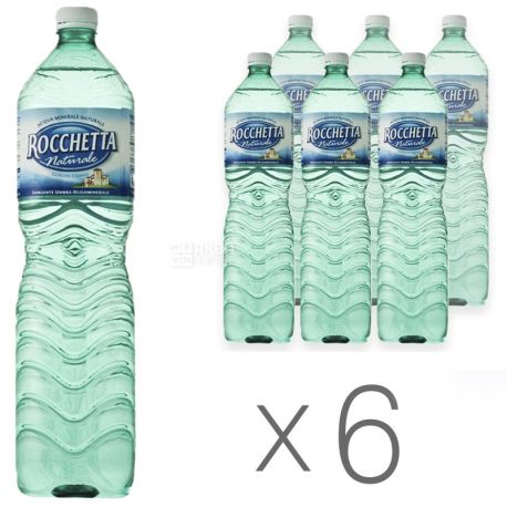 Rocchetta Naturale, 1,5 л, Упаковка 6 шт., Рочетта Натурале, Вода негазированная, ПЭТ