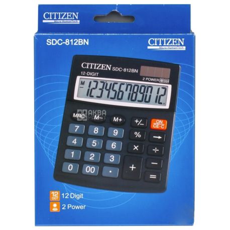Citizen SDC-812BN, Калькулятор настольный, 100х125х34 мм