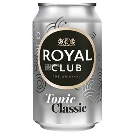 Royal Club, Toniс Classic, Упаковка 24 шт. по 0,33 л, Роял Клаб, Классический, Тоник безалкогольный, ж/б