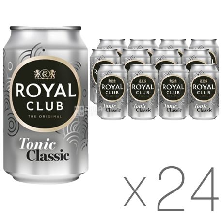 Royal Club, Toniс Classic, Упаковка 24 шт. по 0,33 л, Роял Клаб, Классический, Тоник безалкогольный, ж/б