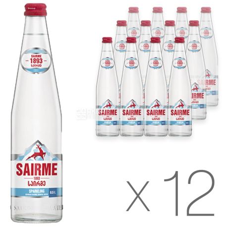 Sairme, 0,5 л, Упаковка 12 шт., Саирме, Вода минеральная газированная, стекло