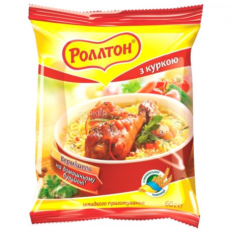 Роллтон, 60 г, Вермішель швидкого приготування з куркою