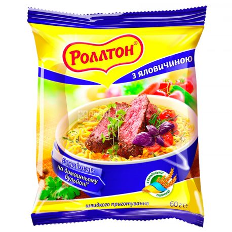 Роллтон, 60 г, Вермішель швидкого приготування з яловичиною