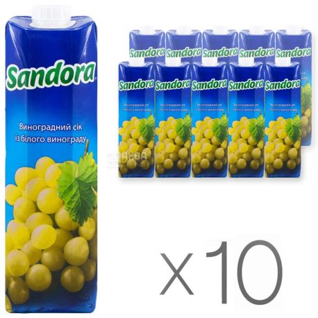 Sandora, Белый виноград, 0,95 л, Сандора, Сок натуральный, упаковка 10 шт.