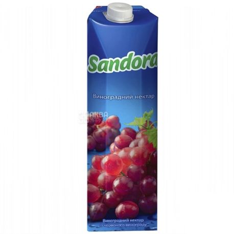 Sandora, Червоний виноград, Упаковка 10 шт. по 0,95 л, Сандора, Нектар натуральний