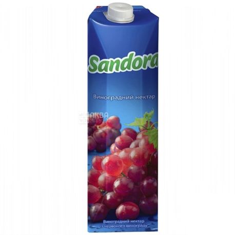 Sandora, Красный виноград, Упаковка 10 шт. по 0,95 л, Сандора, Нектар натуральный