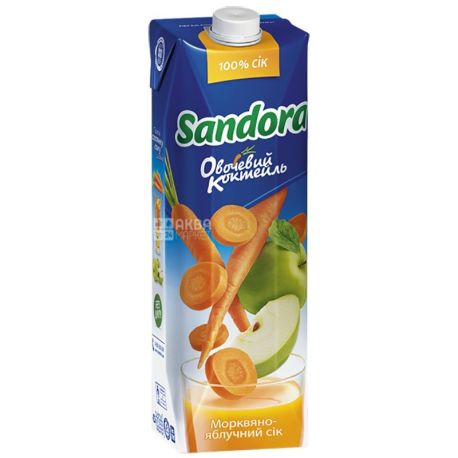 Sandora Овочевий коктейль, Морковно-яблучний, 0,95 л, Сандора, Сік натуральний, упаковка 10 шт.