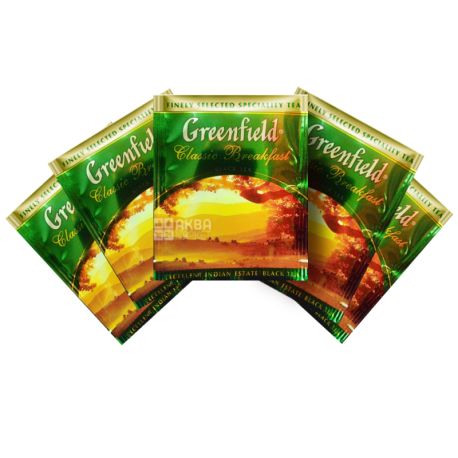 Greenfield, Classic Breakfast, 100 пак., Чай Грінфілд, Класик брекфаст, чорний індійський, ХоРеКа