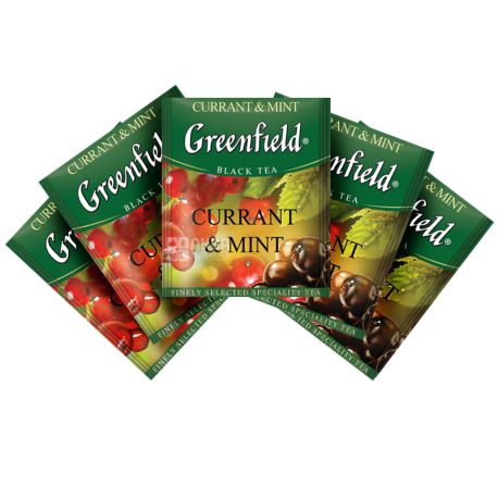 Greenfield, Currant & Mint, 100 пак., Чай Грінфілд, Смородина і М'ята, Чорний байховий, ХоРеКа