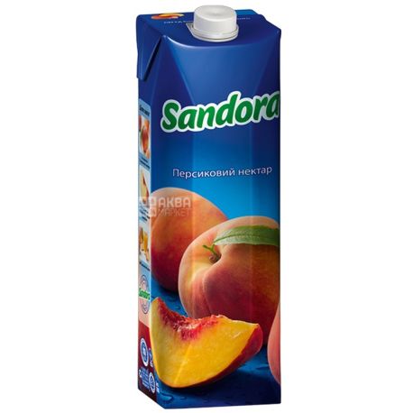 Sandora, Персиковый, Упаковка 10 шт. по 0,95 л, Сандора, Нектар натуральный