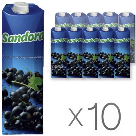 Sandora, Чорна смородина, Упаковка 10 шт. по 0,95 л, Сандора, Нектар натуральний