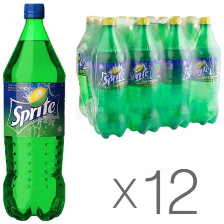 Sprite, Упаковка 12 шт. по 1 л, Спрайт, Вода солодка, зі смаком лайма і лимона, ПЕТ