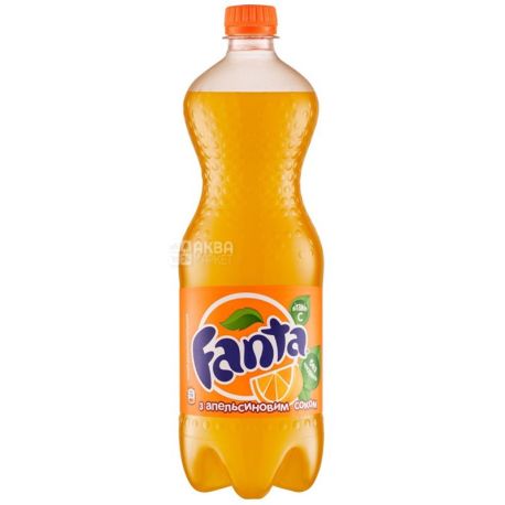 Fanta, Апельсин, Упаковка 12 шт. по 1 л, Фанта, Вода солодка, з натуральним соком, ПЕТ